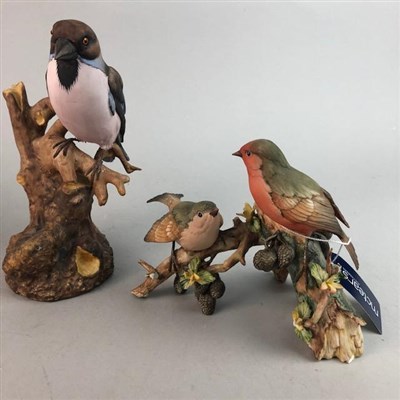 Lot 468 - A CAPODIMONTE FIGURE OF BIRDS PERCHED ON A BRANCH AND THREE OTHER FIGURES