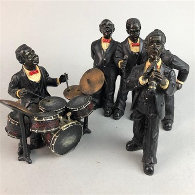Lot 336 - A MODEL JAZZ BAND, DRUM AND A RECORDER