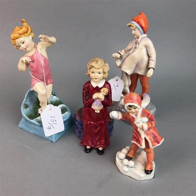 Lot 151 - A LOT OF SEVEN ROYAL WORCESTER AND PARAGON FIGURES
