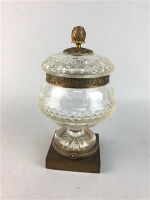 Lot 502 - A GLASS AND GILT METAL SWEETMEAT JAR