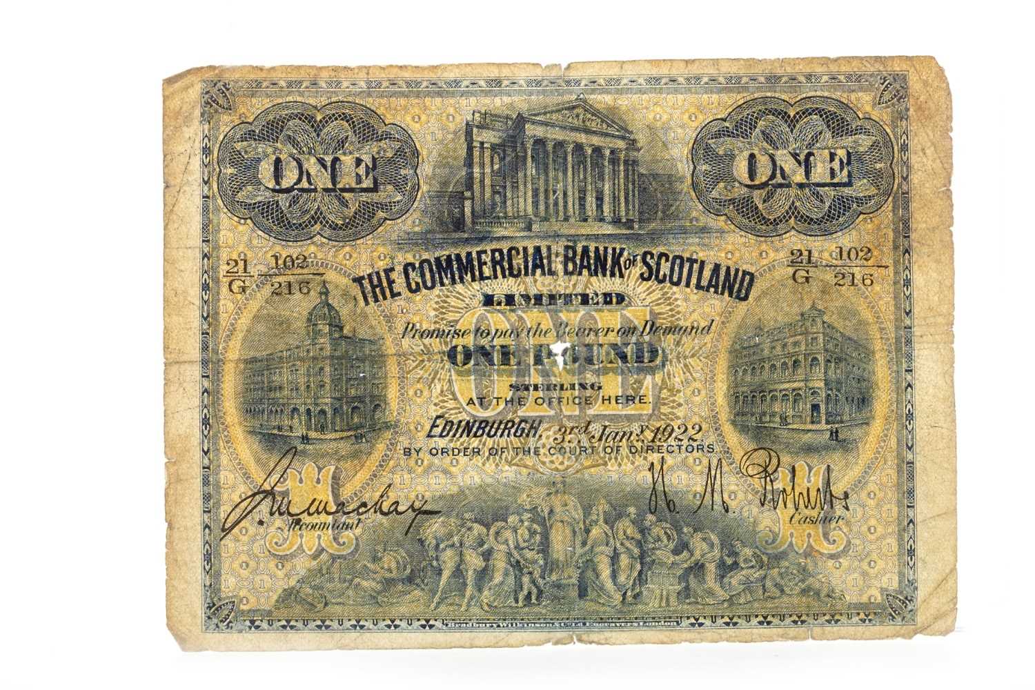 Lot 565 - A THE COMMERCIAL BANK OF SCOTLAND £1, 1922
