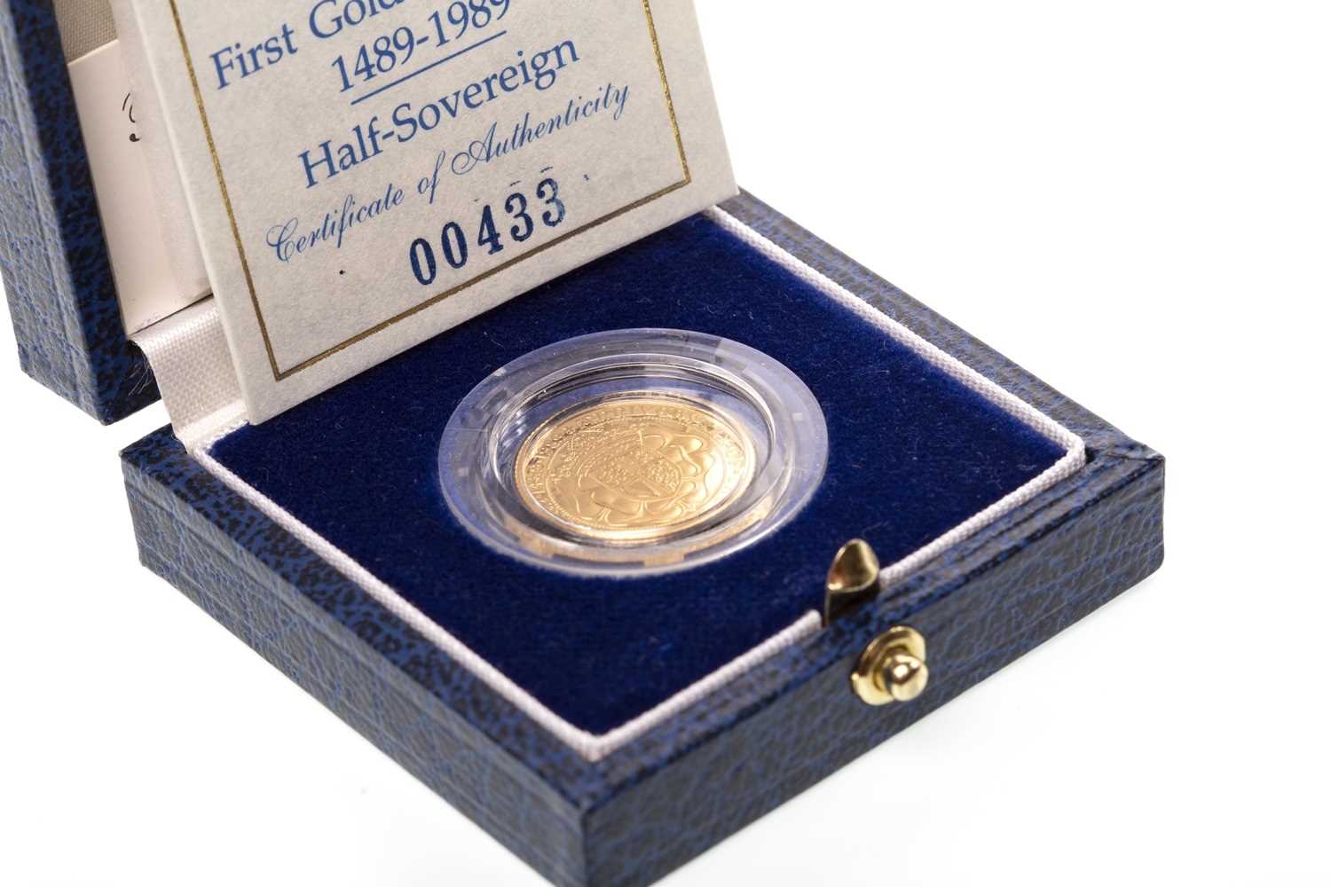 Lot 567 - A GOLD PROOF HALF SOVEREIGN, 1489-1989