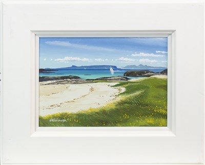 Lot 621 - EIGG AND RUM, AN OIL BY FRANK COLCLOUGH