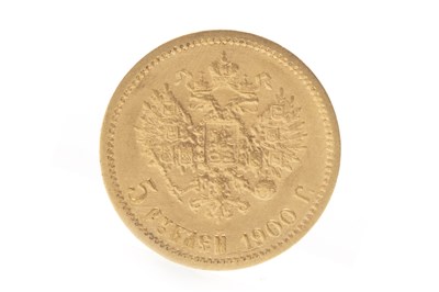 Lot 576 - A RUSSIAN GOLD 5 RUBLES COIN, 1900