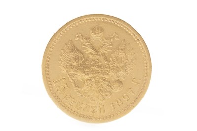 Lot 580 - A GOLD 15 RUBLE COIN, 1897