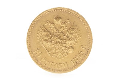 Lot 581 - A GOLD 10 RUBLE COIN, 1899