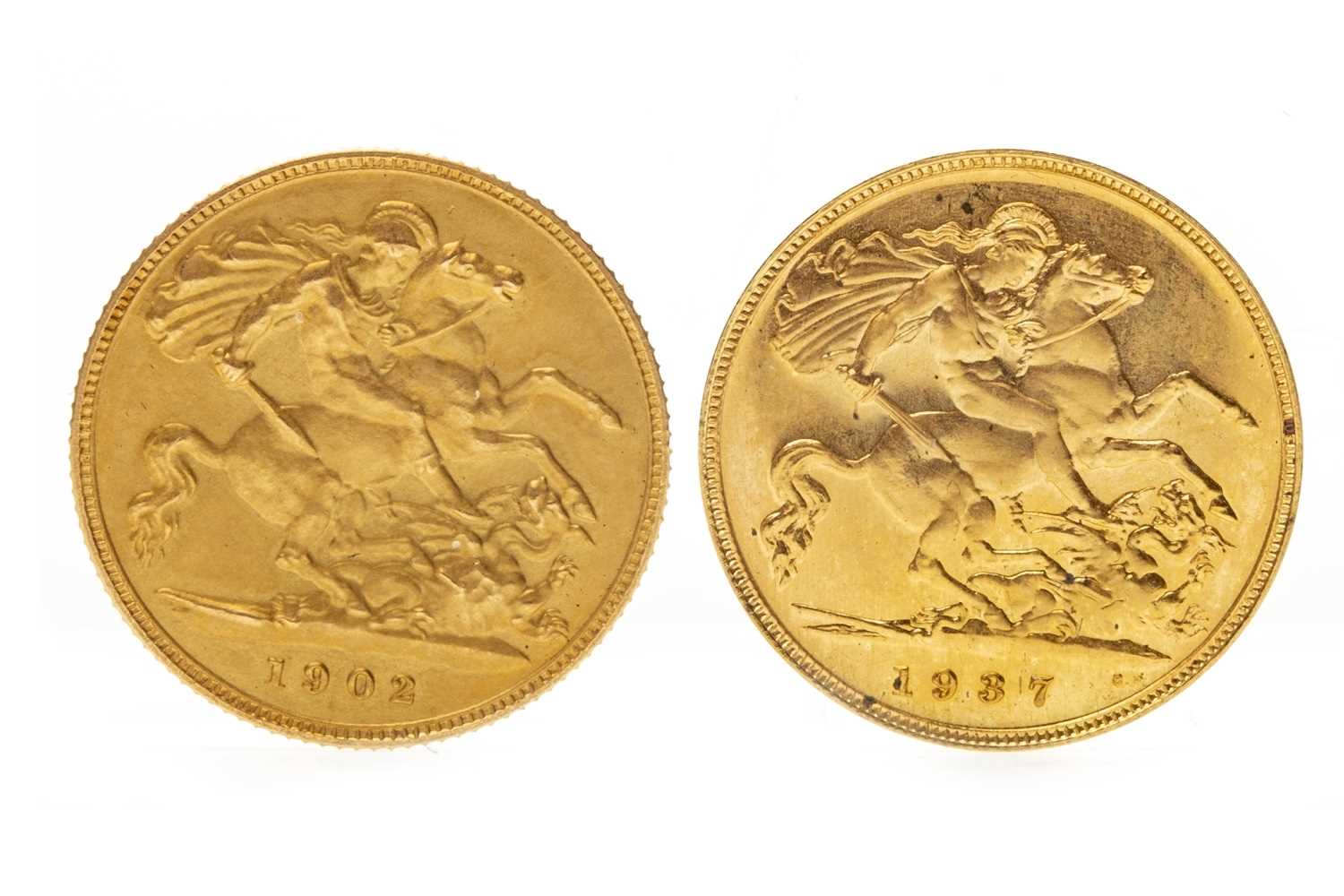 Lot 591 - TWO GOLD HALF SOVEREIGNS, 1902 AND 1937
