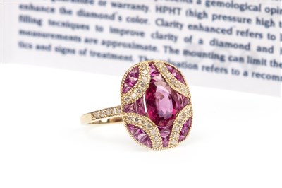 Lot 200 - A RUBY, PINK SAPPHIRE AND DIAMOND RING