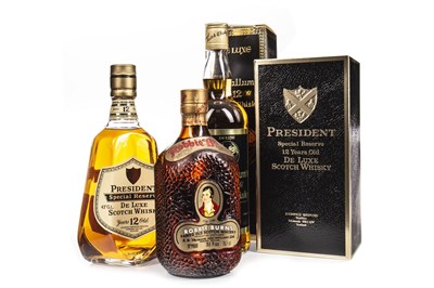 Lot 433 - MCCALLUM'S 12 YEARS OLD, ROBBIE BURNS AND PRESIDENT SPECIAL RESERVE 12 YEARS OLD