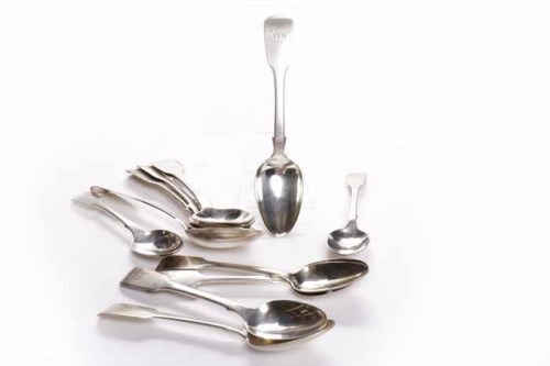 Lot 464 - SET OF SIX WILLIAM IV SILVER FIDDLE PATTERN...