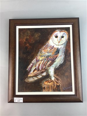 Lot 129 - OWL, AN OIL BY EVELYN DUNSMORE