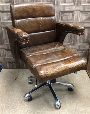 Lot 279 - A MODERN LEATHER SWIVEL CHAIR