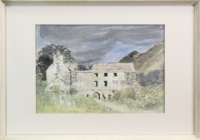 Lot 559 - MENSTRIE CASTLE, A MIXED MEDIA BY TOM HOVELL SHANKS