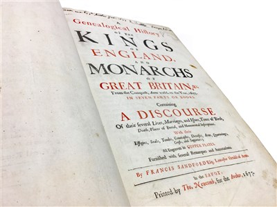 Lot 1584 - A GENEALOGICAL HISTORY OF THE KINGS OF ENGLAND AND MONARCHS OF GREAT BRITAIN, 1066-1677, BY F. SANDFORD