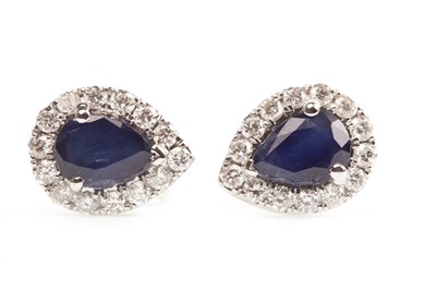 Lot 225 - A PAIR OF SAPPHIRE AND DIAMOND EARRINGS