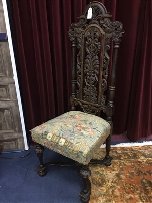 Lot 98 - A LATE 19TH CENTURY CARVED OAK HALL CHAIR
