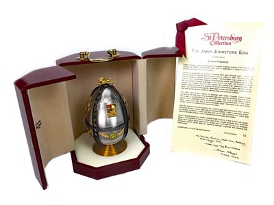 Lot 1825 - THE JIMMY JOHNSTONE FABERGE EGG BY SARAH FABERGE