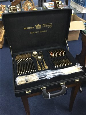 Lot 121 - A BESTECKE SOLINGEN CANTEEN OF GOLD PLATED CUTLERY