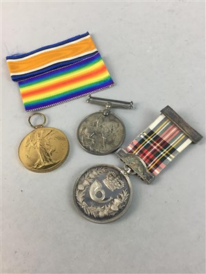 Lot 324 - TWO WWII MEDALS, STICK PINS, COINS AND A PAPERWEIGHT