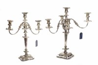 Lot 506 - SILVER PLATED FIVE BRANCH CANDELABRUM AND...