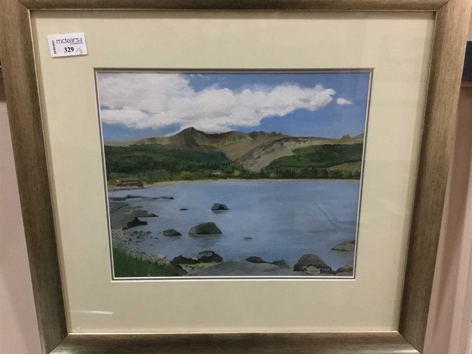 Lot 329 - AN OIL ON CANVAS BOARD BY IAN MCPHEDRAN AND A ROBERT EADIE ETCHING