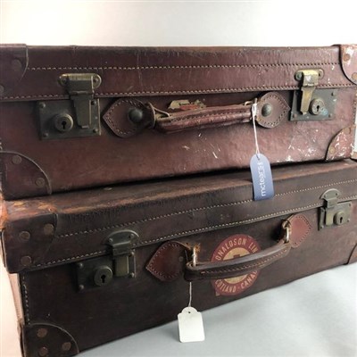 Lot 330 - A LOT OF TWO VINTAGE LEATHER SUITCASES