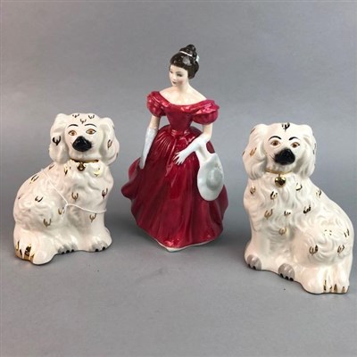 Lot 171 - A ROYAL DOULTON FIGURE OF 'WINSOME', TWO OTHER FIGURES AND TWO WALLY DOGS