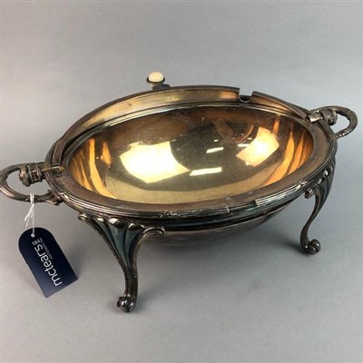 Lot 177 - A SILVER PLATED REVOLVING BREAKFAST DISH