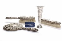 Lot 522 - SILVER THREE PIECE VANITY SET maker W I...