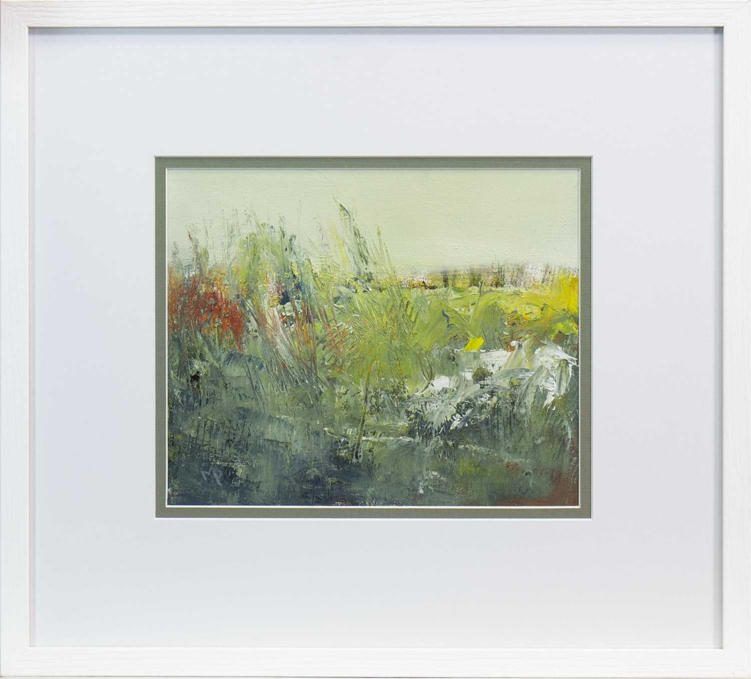 Lot 694 - AUTUMN GRASSES, A MIXED MEDIA BY MAY BYRNE