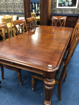 Lot 232 - A 20TH CENTURY MAHOGANY DINING TABLE AND SEVEN CHAIRS