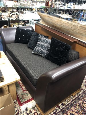 Lot 344 - A MODERN LEATHER TWO SEAT SETTEE
