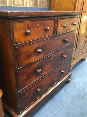 Lot 336 - A VICTORIAN MAHOGANY CHEST OF DRAWERS