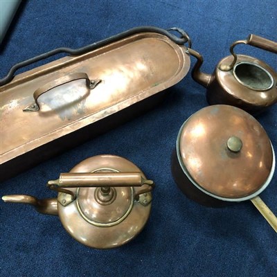 Lot 339 - A GROUP OF COPPER POTS AND KETTLES