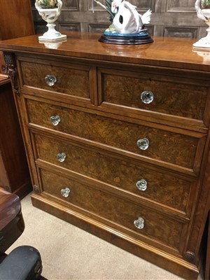 Lot 1629 - A VICTORIAN WALNUT CHEST OF DRAWERS