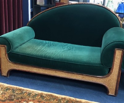 Lot 363 - A LOT OF TWO GREEN UPHOLSTERED SETTEES