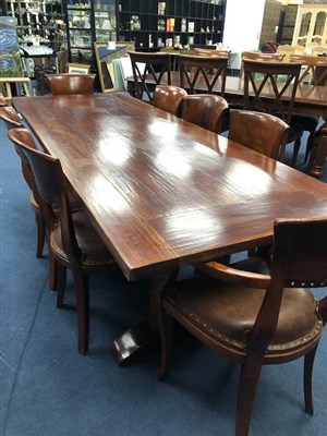 Lot 361 - A REFECTORY STYLE DINING TABLE AND EIGHT CHAIRS