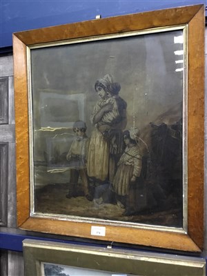 Lot 374 - A 19TH CENTURY PAINTING OF FISHERWOMAN AND CHILDREN