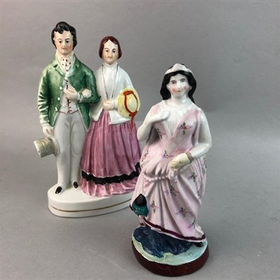 Lot 376 - A LOT OF STAFFORDSHIRE STYLE COTTAGES AND FIGURES