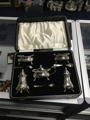 Lot 378 - A SILVER BOWL AND SPOON AND PLATED CUTLERY SETS