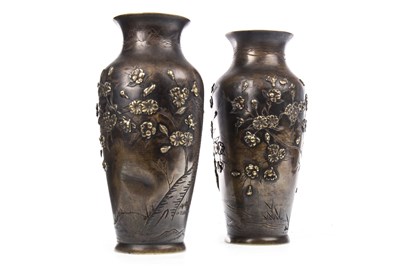 Lot 1101 - A PAIR OF JAPANESE BRONZED VASES