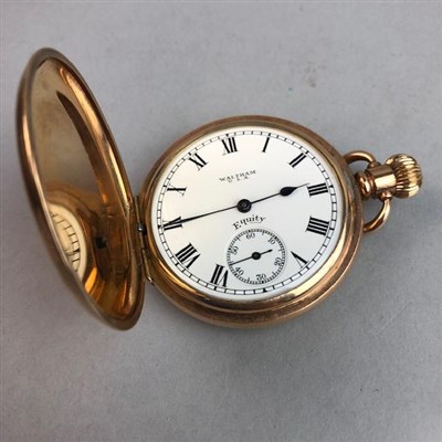 Lot 471 - A GOLD PLATED POCKET WATCH