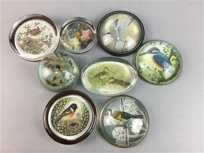 Lot 491 - A LOT OF GLASS PAPERWEIGHTS AND CERAMIC WALL TILES