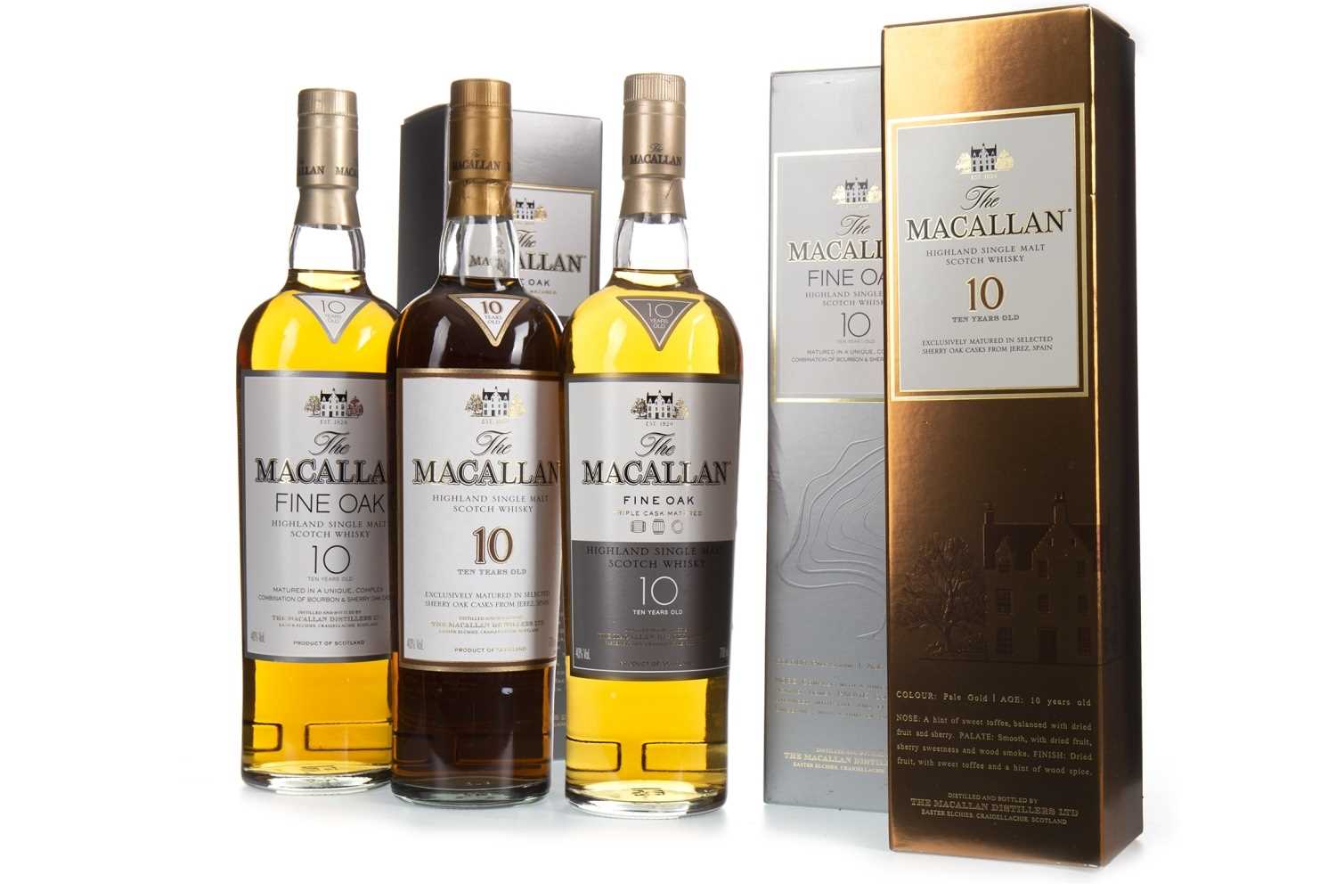 Lot 24 - ONE MACALLAN 10 YEARS OLD SHERRY WOOD AND TWO FINE OAK 10 YEARS OLD