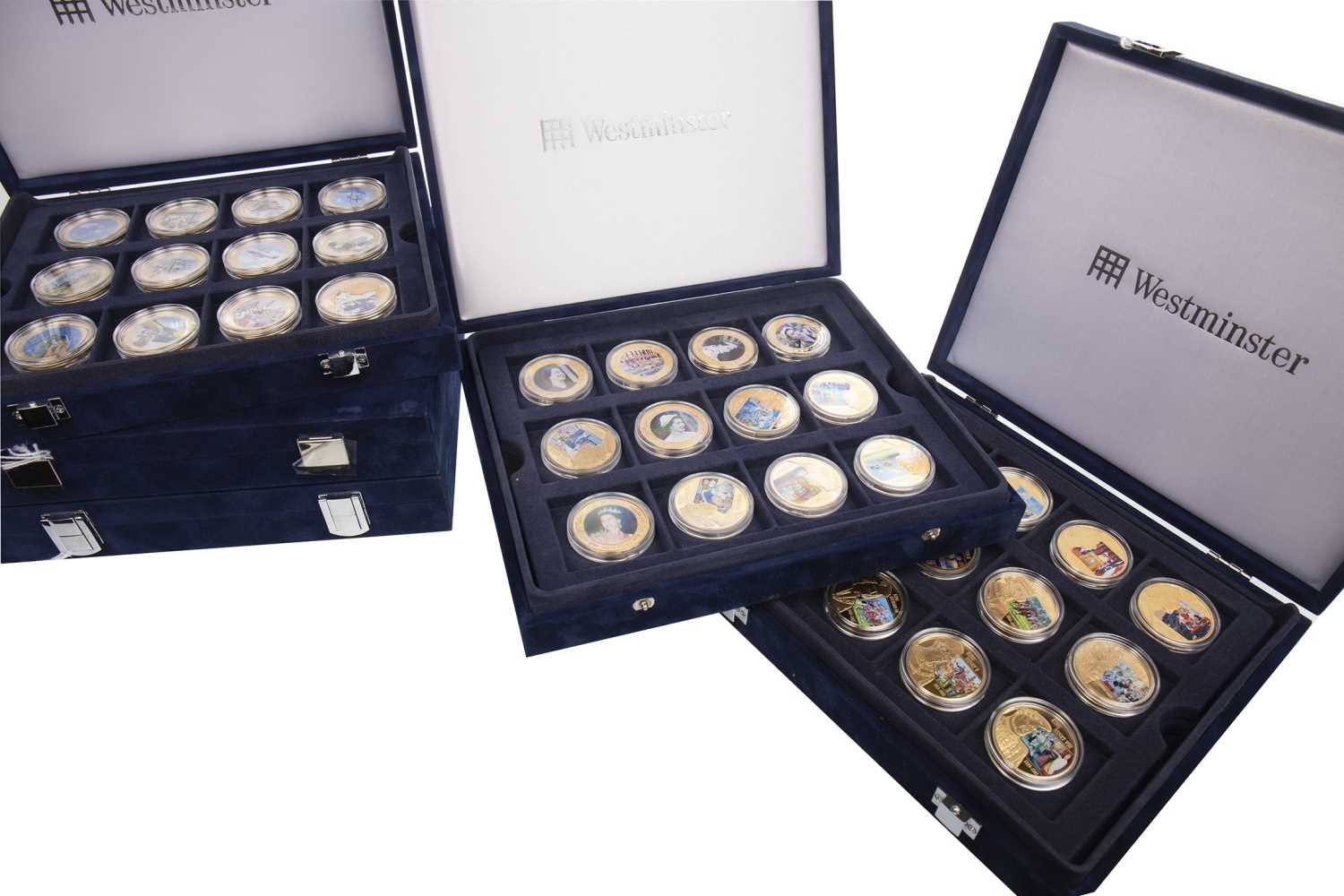 Lot 542 - FIVE GOLD PLATED COIN SETS