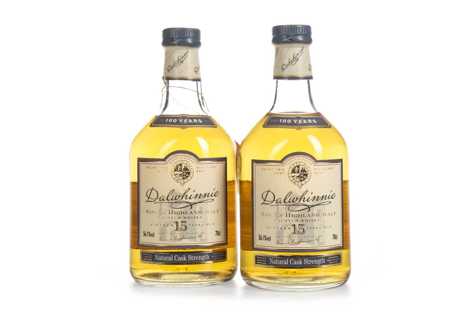 Lot 29 - TWO BOTTLES OF DALWHINNIE 15 YEARS OLD CASK STRENGTH CENTENARY