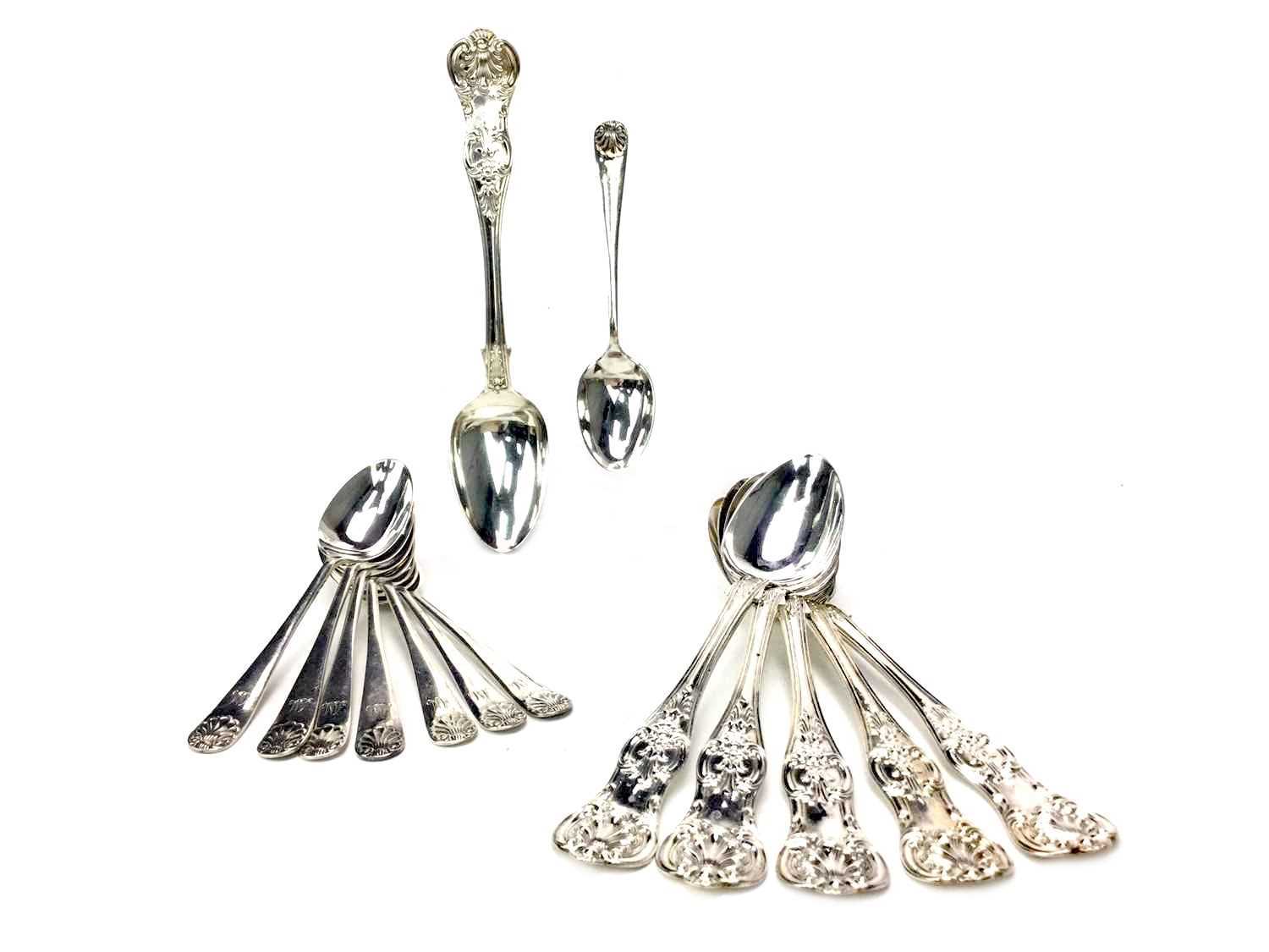 Lot 887 - A SET OF SIX VICTORIAN SILVER TEASPOONS ALONG WITH TWELVE COFFEE SPOONS