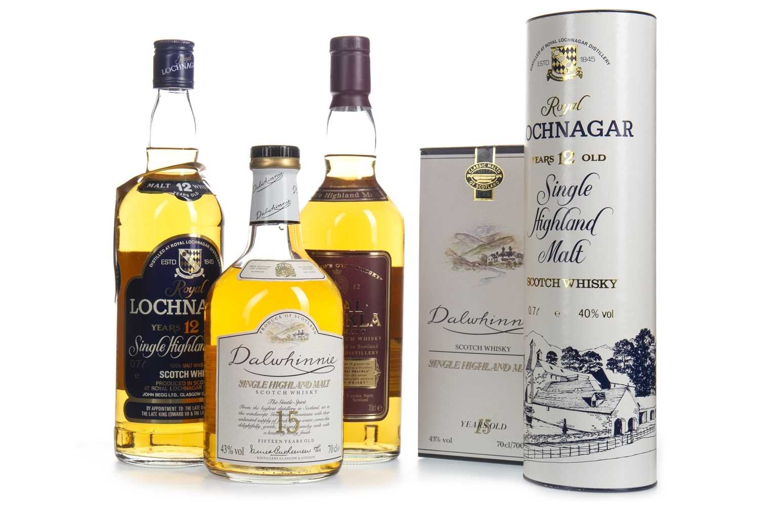 Lot 311 - DALWHINNIE 15 YEARS OLD, ROYAL LOCHNAGAR 12 YEARS OLD AND ROYAL BRACKLA