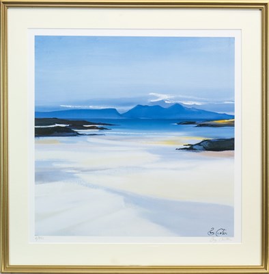Lot 700 - LOW TIDE, ARISAIG, A SIGNED LIMITED EDITION PRINT BY PAM CARTER
