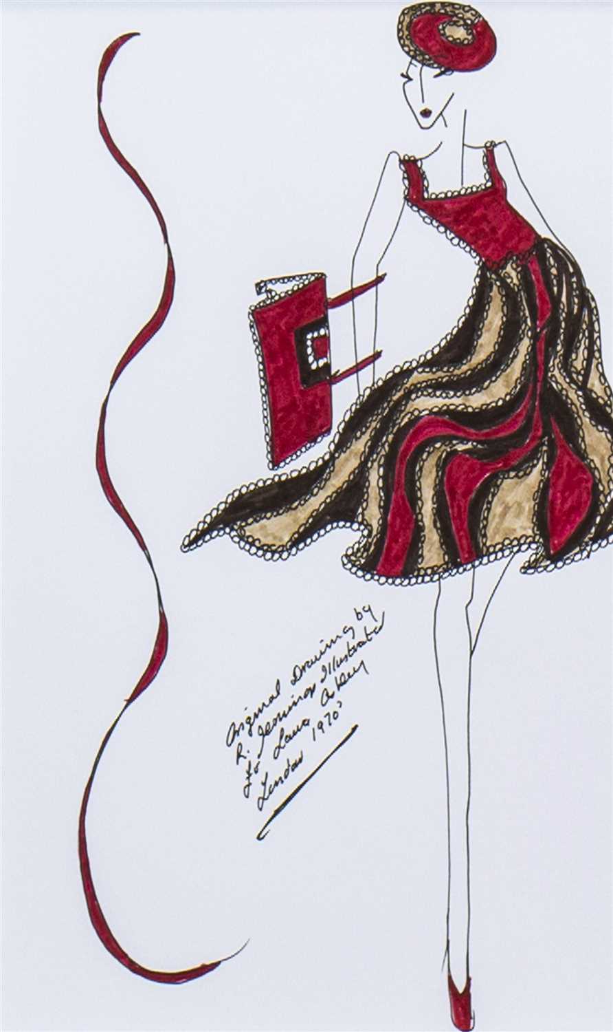 Lot 704 - AN ORIGINAL ILLUSTRATION OF DESIGNS FOR LAURA ASHLEY BY ROZ JENNINGS